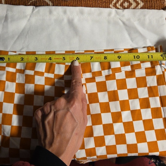 VRG GRL Play It Cool Orange Checkered Patterned Pants - Picture 7 of 7